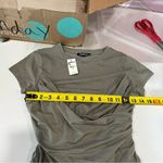 EXPRESS NWT Green Faux Wrap Ruched Cropped Baby Tee Photo 3