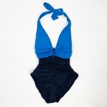 Ralph Lauren LAUREN  Swimsuit One Piece Size 4 Colorblock Plunge Glamour Swim NWT Photo 2