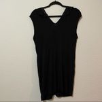 Theory  Black Ruffled Bodycon Mini Dress S Zip Front Jersey Knit Stretch LBD Photo 6