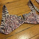 Sanctuary  | Pink & White Leopard Print Tie Bikini Top Size Medium Removable Pads Photo 1