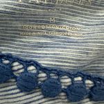 Talbots Womens Medium Micro Blue Striped Embellished 3/4 Sleeve Cotton Knit Top Photo 7