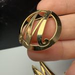 Gold Tone Letter / Initial M Brooch Pin Lot Of 2 Photo 8