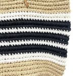 AQUA  Trio Striped Straw Woven Tote Bag New Photo 3