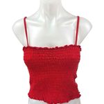 Brandy Melville Womens Red Sleeveless Cami Camisole Smocked Crop Tank Top Size S Photo 0