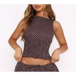 White Fox Boutique White Fox Sleeveless Top Polka Dots Runaway Heart Size XXS Brown White Photo 4