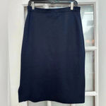 Bill Blass  Classic Dark Navy Silk Knit Blend Pencil Stretchy Skirt Size Medium M Photo 6