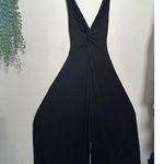 Free People NEW Beach Harlow Twist Front Wide Leg Jumpsuit Black XS Oversized Photo 6
