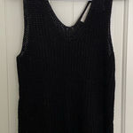 Loft NEW women’s solid black double v soft thick knit sweater tank top medium Photo 0