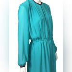 Victor Costa 70’s Turquoise Long Sleeve Pleated Dress Size 12 Blue Photo 4