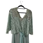 Vintage Jack Bryan Teal Maxi Dress‎ – Chiffon, Pleated Skirt & Beaded Lace Green Size 12 Photo 3