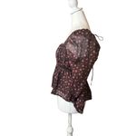 ASTR the Label Floral Print Smocked Babydoll Top Brown Pink Ditsy Med Milkmaid Photo 7