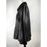 Ellen Tracy Womens Black Leather Zip Front Jacket Size L Funnel Collar Old Money Photo 6
