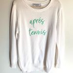 NWT Runway Athletics Womens XL White Apres Tennis Embroidered Knit Sweater Prep Photo 1