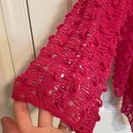 EUC Mirror Image women’s‎ bright pink crochet pattern drapey open front sweater Size L Photo 2