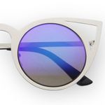 new Laser Cut Round Metal Mirror Lens Sunglasses ☀︎︎Silver / Blue Mirror Lens Photo 7