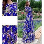 Floral purple chiffon maxi dress size Xl Photo 1