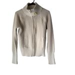 Banana Republic Cream Waffle Knit Zip Up Cardigan Sweater L Preppy Old Money Photo 1