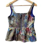 Anthropologie By  Sallie Metallic Jacquard Peplum Top  Multicolor Size 6 Photo 6