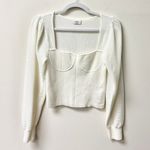 Wilfred Chance Long Sleeve Sweetheart Neck Knit Sweater Cream Women's Size M Photo 1