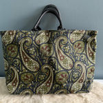 Lands' End Land’s End Leather Handle Paisley Canvas Tote Photo 0