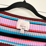 Cinq A Sept Women’s Small Striped Ribbed Lettuce Hem Longsleeve Top Purple Photo 3