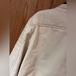 ZARA  Vegan Faux Leather Motorcycle Moto Zippered Jacket in Winter‎ White Size XL Photo 13