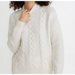 Madewell  Grenville Cableknit Sweater Women's Small Cream Wool Blend Mockneck Photo 11