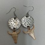 Silver and Gold Bull Skull Earrings Photo 0