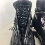 Nursace Womens Black Leather Slip On Rhinestone Ankle Boots Booties Sz EU 37 Photo 4