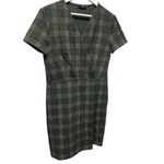 MNG basics V Neck Paid Size 8 Dress With Side Zipper Classic Lines and Style Gray Photo 3
