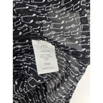 CAbi  Womens XL Sleeveless VNeck Ruffle Front Button Up Black White Music Notes Photo 3