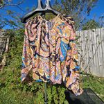 Sanctuary Multicolor Semi Sheer Paisley Sparkle Blouse Size X Small Puff Sleeves Photo 12