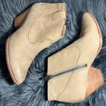 Frye  Reina Side Zip Western Ankle Bootie Distressed Size Beige Size 7.5 Photo 6