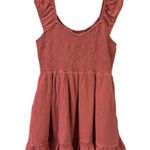 American Eagle America Eagle Cotton Smocked Bodice Gauze Ruffle Hem Mini Dress Pink Coral XL Photo 9