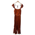 Anthropologie NEW  Lace Mix Jumpsuit Sleeveless Wide Leg Open Back Tie Brown 14 Photo 4