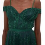 Self Portrait Self-Portrait Green Off Shoulder Fine Lace Dress Photo 3