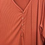 Ava & Viv  women's‎ burnt orange stretch ribbed button v-neck casual shirt 3X Photo 2