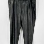 Anne Klein Black Elastic Waist Faux Leather Casual Pull-On Ankle Pants Size XL Photo 0