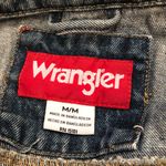 Vintage Wrangler Men Hero Trucker Rugged Thrashed Jacket Navy Blue Denim Jean 90s Y2K Dark Wash Photo 2