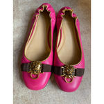 Lilly Pulitzer  Hot Pink Lion Head Knock Knock Ballet Flats 7.5 Preppy Statement Photo 1