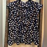 Counterparts Navy Polka Dot Ruffle Blouse Photo 0