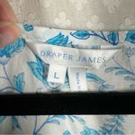 Draper James  White Blue Floral Puff Sleeve‎ Peasant Top Photo 2
