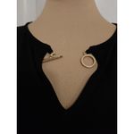 Michael Kors  Black Blouse Sz S Gold Tone Logo Hardware NWT Keyhole Neck Photo 2