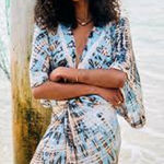 YFB Siren Maxi Dress Shibori Cover Up Kimono White Young Fabulous & Broke XS Photo 0