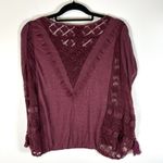 Free People  New romantic women’s Size Small sleeveless blouse maroon Boho‎ Lace Photo 5