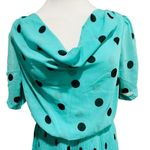 Louche London Teal / Black Polka Dot Chiffon Cowl Neck Dress Size 14 Photo 3