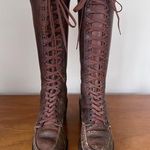 American Vintage vintage • 1930s G.H. Bass aviator boots lace up knee high brown leather antique Photo 0