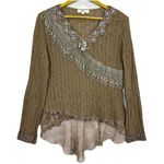 Zeeba Brown Lace Embroidered Floral Top M Forest Fairy Whimsigoth Festival Y2K Size M Photo 0