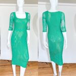 Vintage JPG Jean Paul Gaultier Soleil Emerald Green Lace Mesh Midi Dress size XS Photo 11
