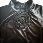 Ember Blouse Women's Black 3D Flower Short Bell Sleeve Chic Elegant Size M Size M Photo 3